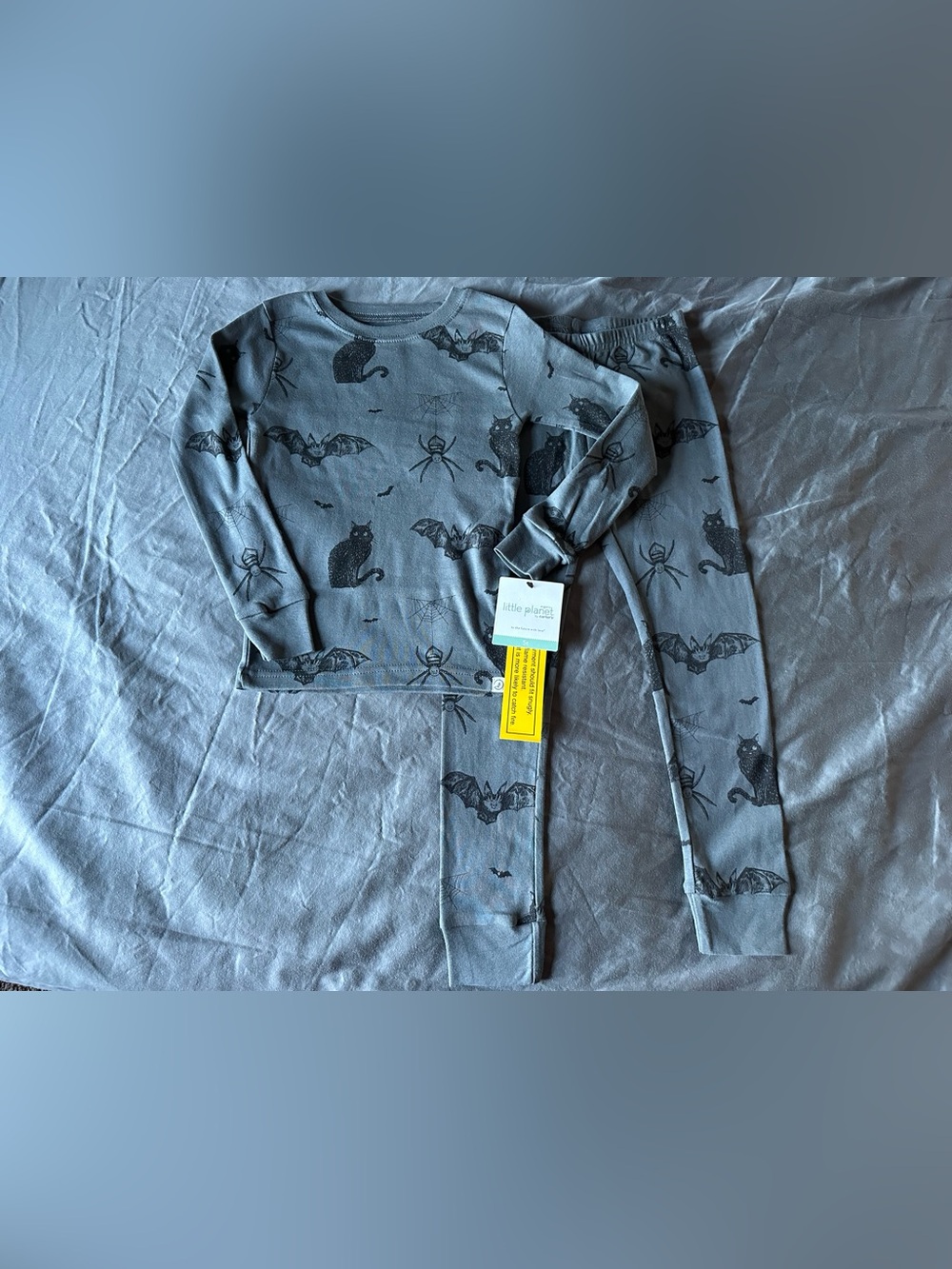 Little Planet Grey Kids' Halloween Bat & Cat Pajama Set